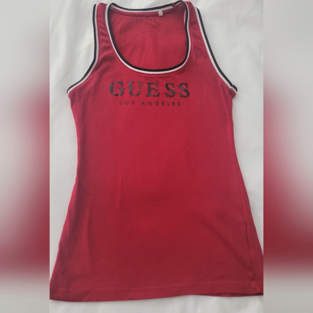 Guess Red Fitted Sleeveless Tank Top